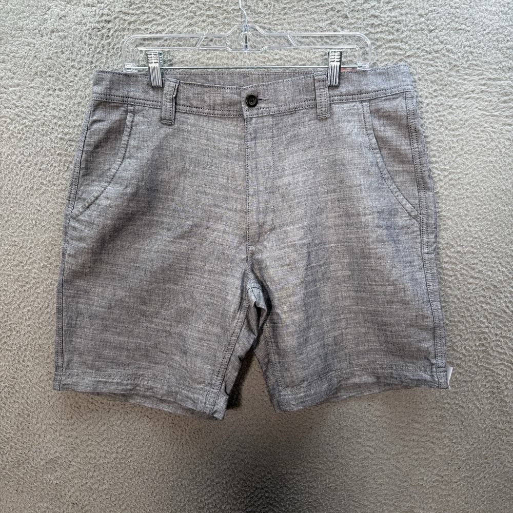 St Johns Bay Shorts Mens 36 Gray Navy Chambray Workwear Outdoors Preppy‎ New
